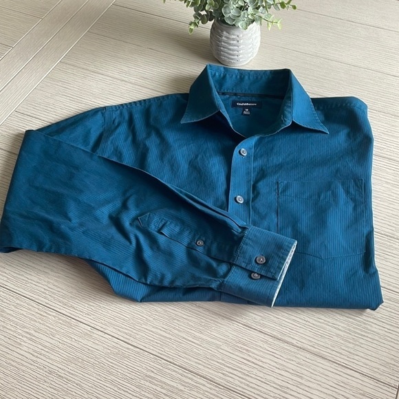 CROFT&BARROW MEN Shirts Casual Button Down Shirts Blue Pin Stripe Medium - Picture 5 of 13